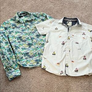 Free Planet Short-Sleeve White Sailboat Print Shirt and long sleeve tropical